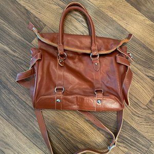 NEW Custom Handmade Leather Shoulder Crossbody Tan Floral lining Handbag